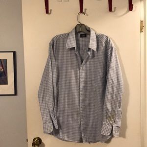 Haggar no iron blue plaid men’s shirt